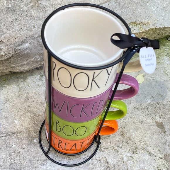 Rae Dunn SPOOKY, WICKED, BOO, TREATS Stacker Mugs - Picture 3 of 5
